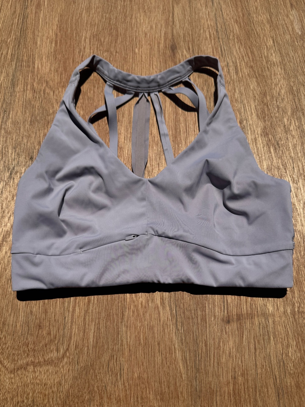 Athleta Strappy Back Sports Bra - Light Gray